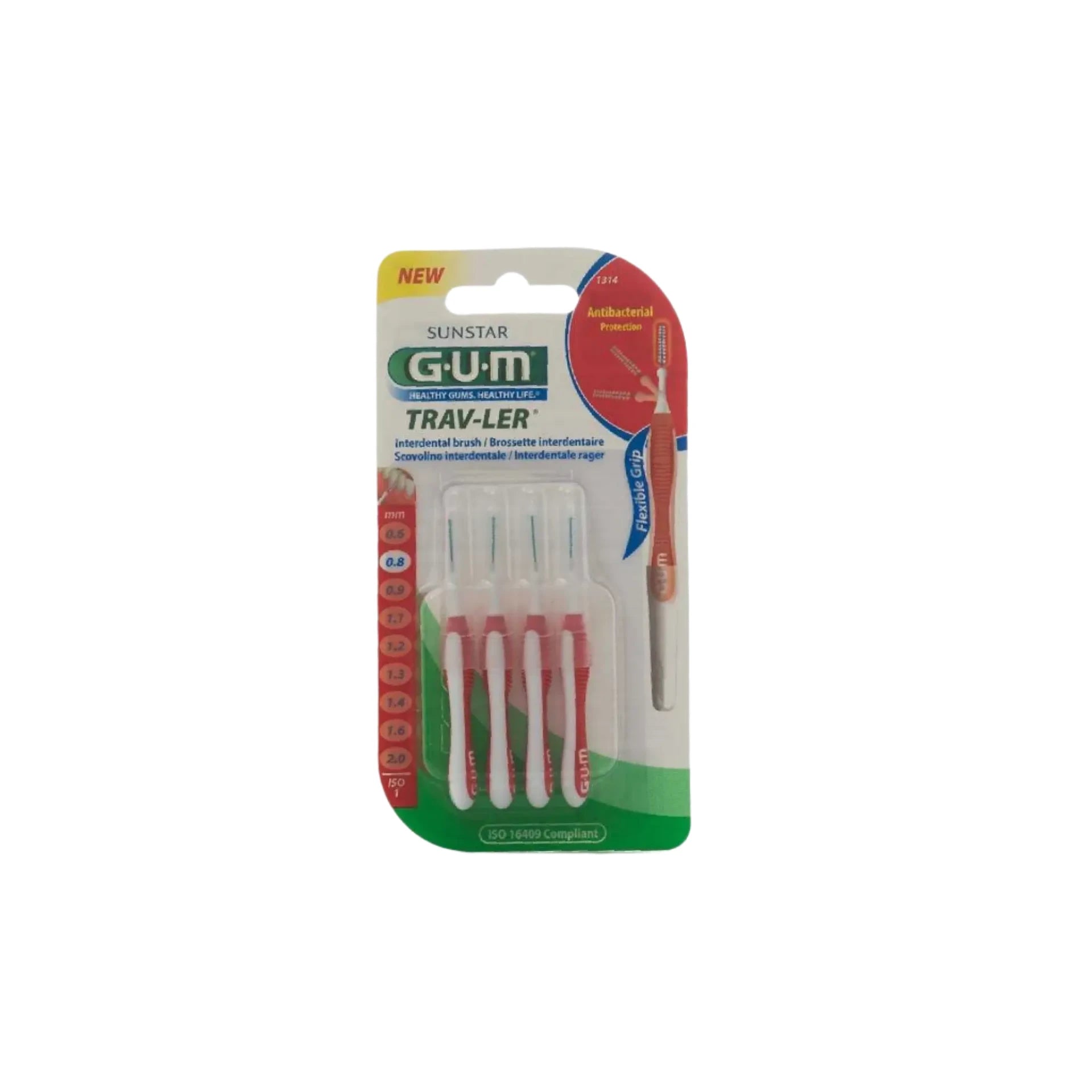 GUM Proxabr Trav-Ler 0.8mm Red – x6