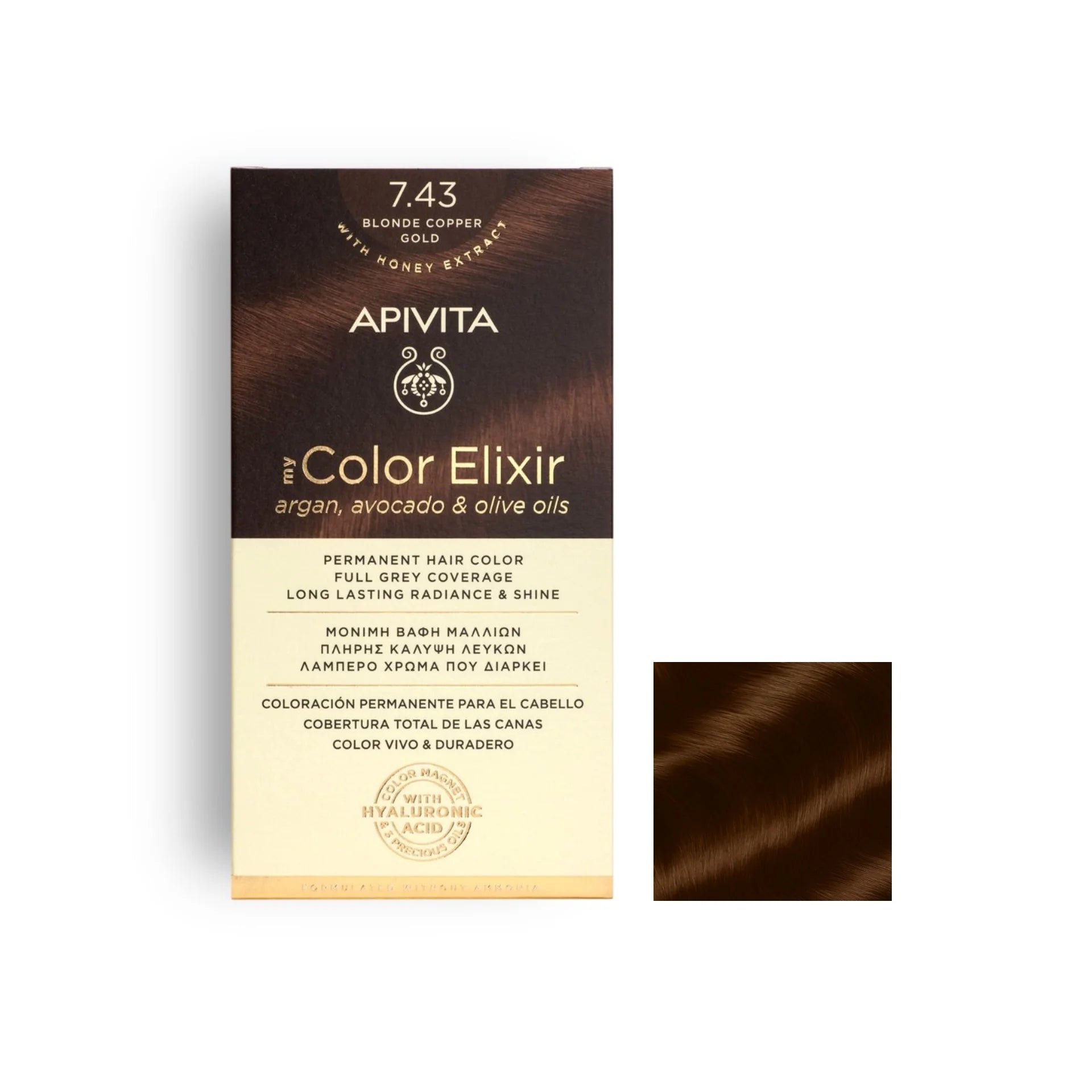 Apivita My Color Elixir Permanent Hair Color - 7.43 Blonde Copper Gold