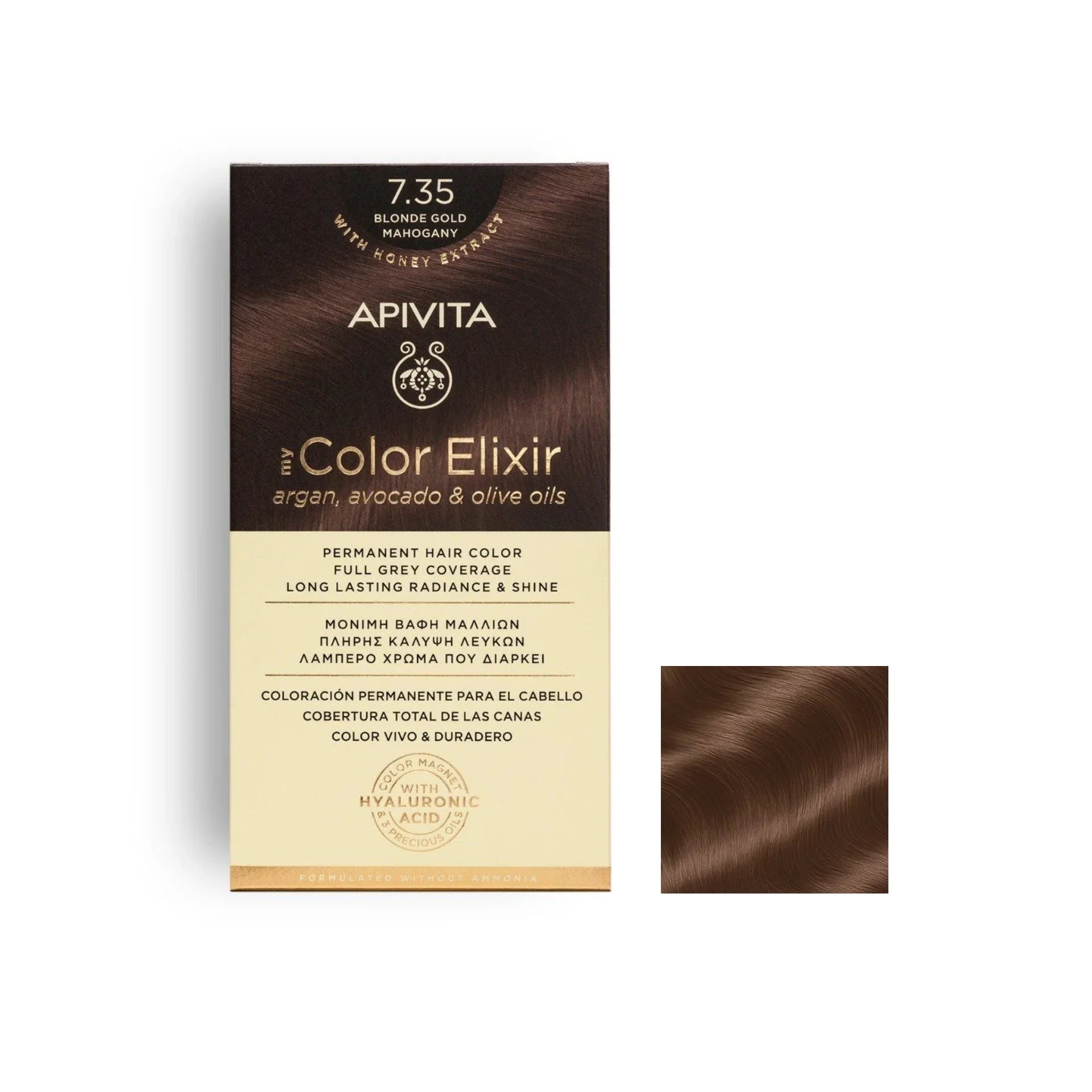 Apivita My Color Elixir Permanent Hair Color - 7.35 Blonde Gold Mahogany