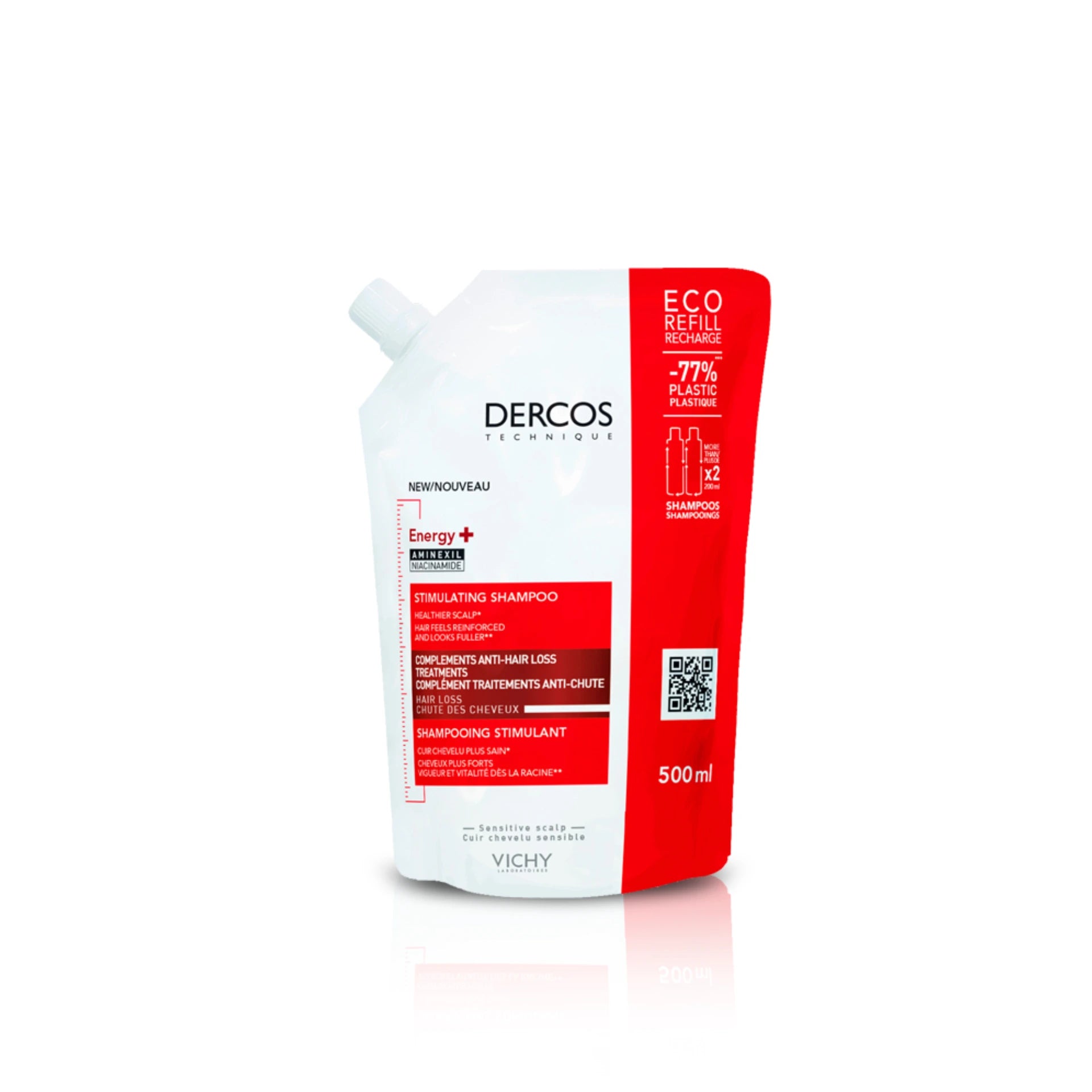 Vichy Dercos Energizing Shampoo Refill Anti-Hair Loss Formula - 500ml