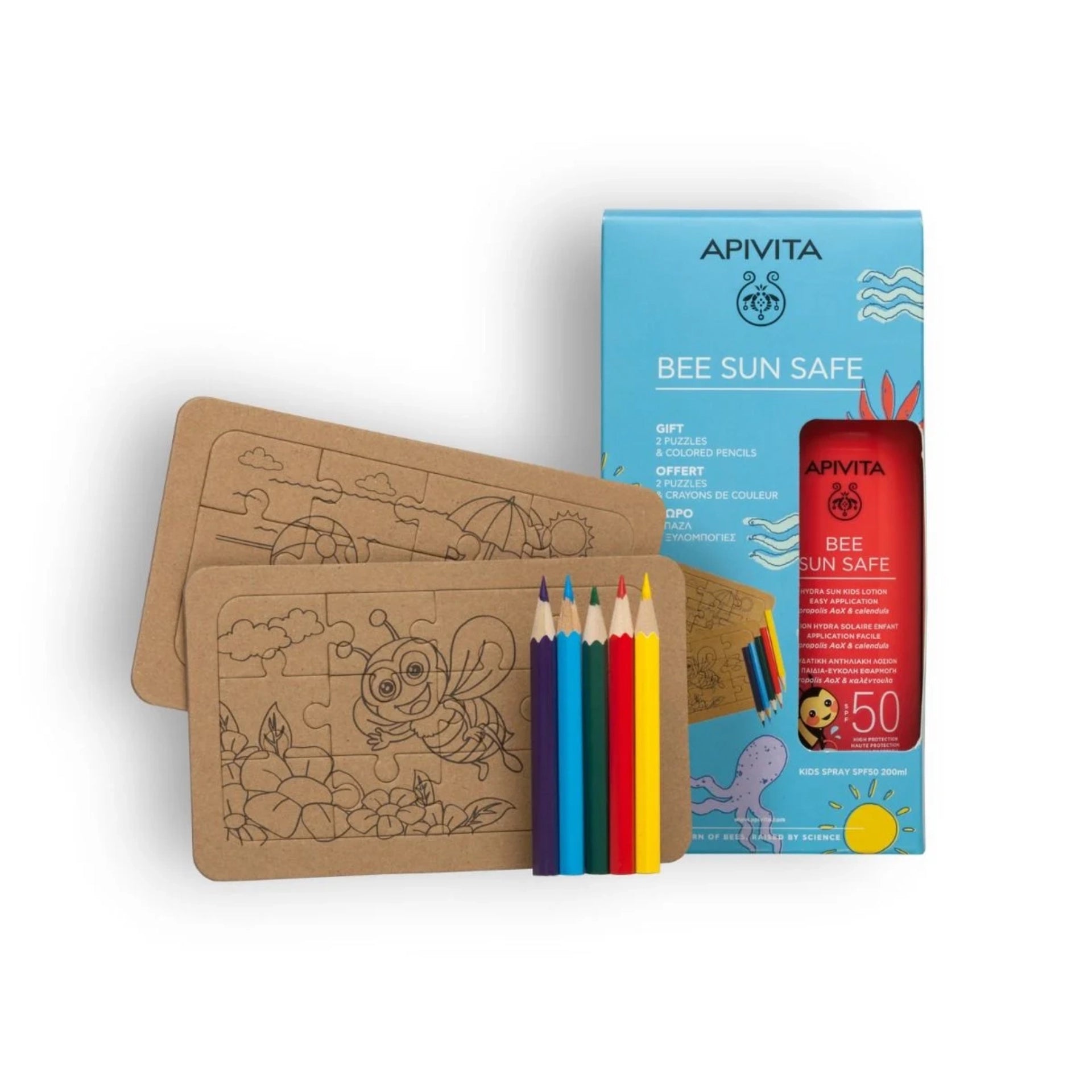Apivita Bee Sun Safe Kids SPF50 Gift Set – Sunscreen with Puzzles & Pencils